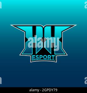 XX Logo ESport Gaming Initial with Blue Light Color design vector template Stock Vector