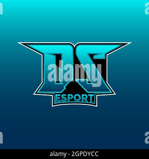 QS Logo ESport Gaming Initial with Blue Light Color design vector template Stock Vector