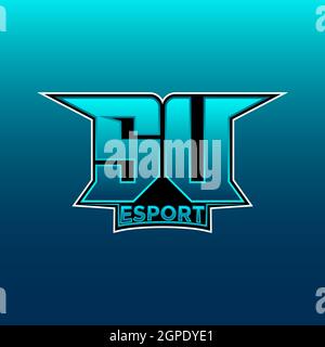 SU Logo ESport Gaming Initial with Blue Light Color design vector template Stock Vector
