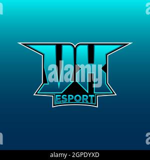 VX Logo ESport Gaming Initial with Blue Light Color design vector template Stock Vector