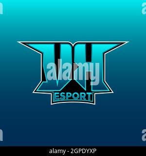 VK Logo ESport Gaming Initial with Blue Light Color design vector template Stock Vector