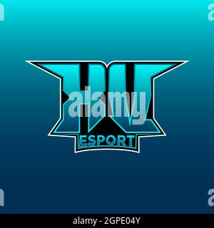 XV Logo ESport Gaming Initial with Blue Light Color design vector template Stock Vector