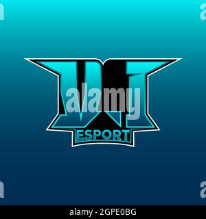 VI Logo ESport Gaming Initial with Blue Light Color design vector template Stock Vector