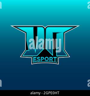 VN Logo ESport Gaming Initial with Blue Light Color design vector template Stock Vector