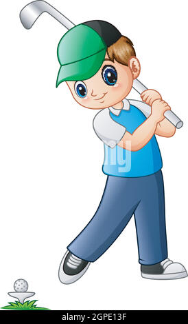 Illustration Of A Boy Playing Golf Stock Vector Image & Art - Alamy