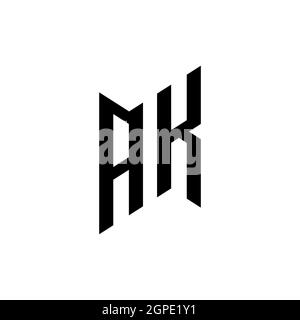 AK Monogram geometric shape style template. Monogram initial design vector isolated on white background Stock Vector