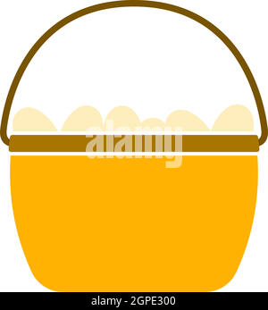 Easter Basket With Eggs Icon Stock Vector