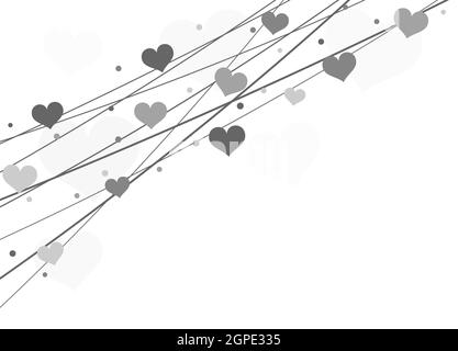 hearts on strings background for valentine's day Stock Vector