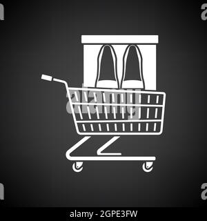 Shopping Cart With Shoes In Box Icon Stock Vector