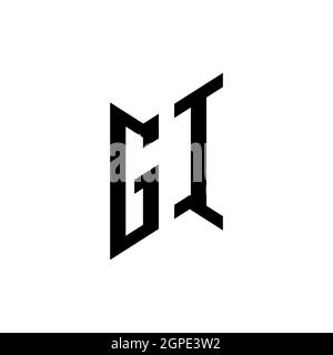 GI Monogram geometric shape style template. Monogram initial design vector isolated on white background Stock Vector