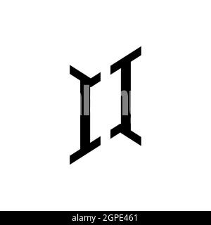 II Monogram geometric shape style template. Monogram initial design vector isolated on white background Stock Vector