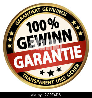 round business button - 100% guaranteed profit (german) Stock Vector