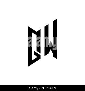 QW Monogram geometric shape style template. Monogram initial design vector isolated on white background Stock Vector