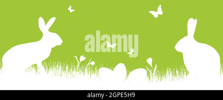 happy easter time silhouette background Stock Vector