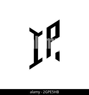 IP Monogram geometric shape style template. Monogram initial design vector isolated on white background Stock Vector
