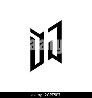 DJ Monogram geometric shape style template. Monogram initial design vector isolated on white background Stock Vector