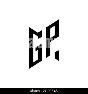 GP Monogram geometric shape style template. Monogram initial design vector isolated on white background Stock Vector
