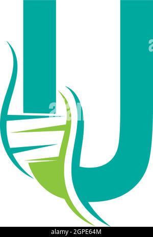 DNA icon logo with letter U template design Stock Vector