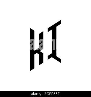 KI Monogram geometric shape style template. Monogram initial design vector isolated on white background Stock Vector