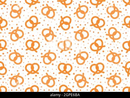 Pretzel octoberfest seamless pattern on white background. Stock Vector