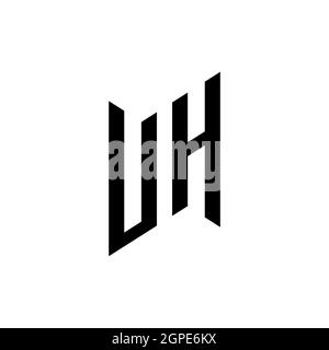 UH Monogram geometric shape style template. Monogram initial design vector isolated on white background Stock Vector