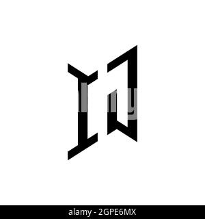 IJ Monogram geometric shape style template. Monogram initial design vector isolated on white background Stock Vector