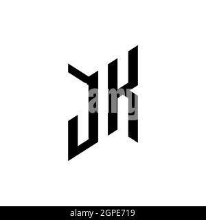 JK Monogram geometric shape style template. Monogram initial design vector isolated on white background Stock Vector