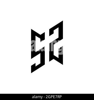 SZ Monogram geometric shape style template. Monogram initial design vector isolated on white background Stock Vector