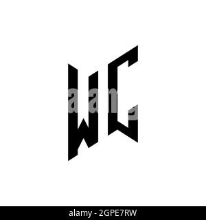 WC Monogram geometric shape style template. Monogram initial design vector isolated on white background Stock Vector