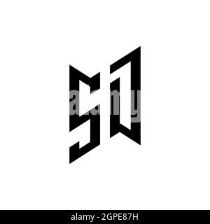 SD Monogram geometric shape style template. Monogram initial design vector isolated on white background Stock Vector
