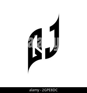 QJ Monogram geometric shape style template. Monogram initial design vector isolated on white background Stock Vector