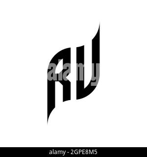 RU Monogram geometric shape style template. Monogram initial design vector isolated on white background Stock Vector