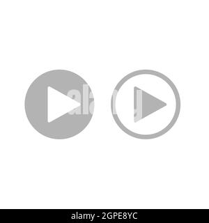 Play icons in circle. Film or Media icon flat. button. pictogram isolated on white background. Vector illustration. Stock Vector
