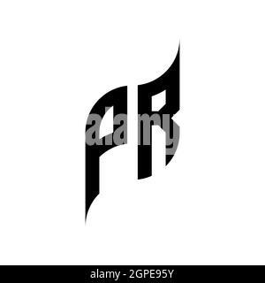 PR Monogram geometric shape style template. Monogram initial design vector isolated on white background Stock Vector