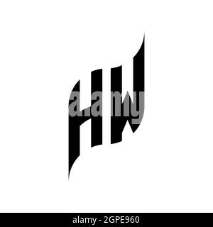 HW Monogram geometric shape style template. Monogram initial design vector isolated on white background Stock Vector