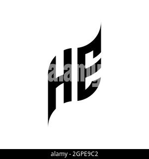 HE Monogram geometric shape style template. Monogram initial design vector isolated on white background Stock Vector