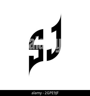 SJ Monogram geometric shape style template. Monogram initial design vector isolated on white background Stock Vector