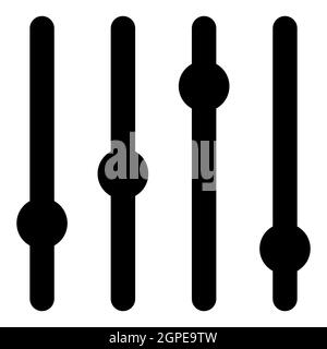 Sliders icon. Slider bar symbol isolated on white. Vector black illustration for sound mixer panel design or equalizer console control element. Eps 10 flat silhouette sign. Stock Vector