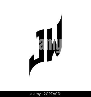 JW Monogram geometric shape style template. Monogram initial design vector isolated on white background Stock Vector