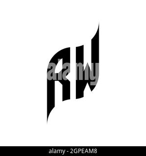 RW Monogram geometric shape style template. Monogram initial design vector isolated on white background Stock Vector