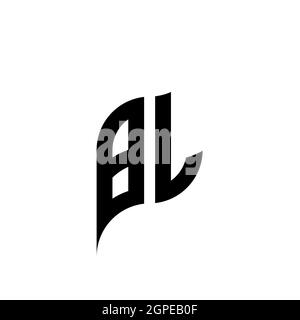 BL Monogram geometric shape style template. Monogram initial design vector isolated on white background Stock Vector