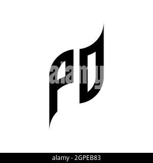 PO Monogram geometric shape style template. Monogram initial design vector isolated on white background Stock Vector