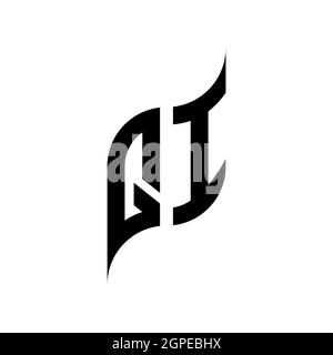 QI Monogram geometric shape style template. Monogram initial design vector isolated on white background Stock Vector
