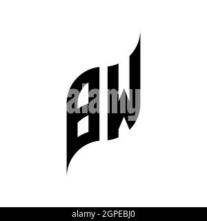 BW Monogram geometric shape style template. Monogram initial design vector isolated on white background Stock Vector