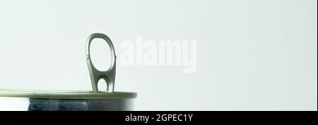 Metal tin can on white background Stock Photo