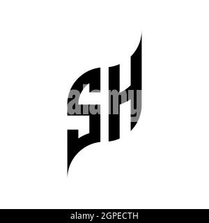 SH Monogram geometric shape style template. Monogram initial design vector isolated on white background Stock Vector
