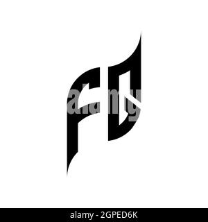 FQ Monogram geometric shape style template. Monogram initial design vector isolated on white background Stock Vector