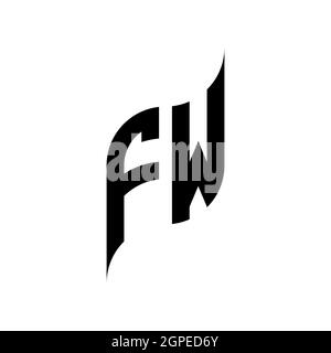 FW Monogram geometric shape style template. Monogram initial design vector isolated on white background Stock Vector