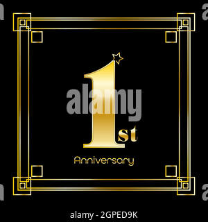 Number one Logo Design With Square Ornament, anniversary concept Stock Vector