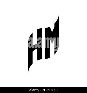 HM Monogram geometric shape style template. Monogram initial design vector isolated on white background Stock Vector